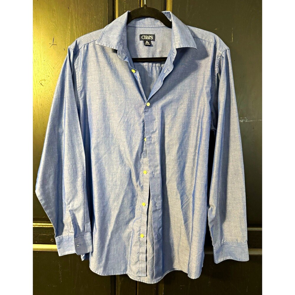 Chaps Boys XL (18/20) Blue Solid Long Sleeve Point Collar Button-Up Dress Shirt